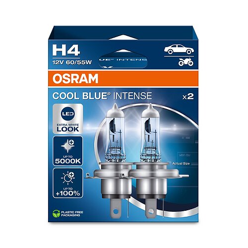 OSRAM H4 12V 60/55W P43t Cool Blue INTENSE NextGen. 5000K +100% Duo 2 Stück