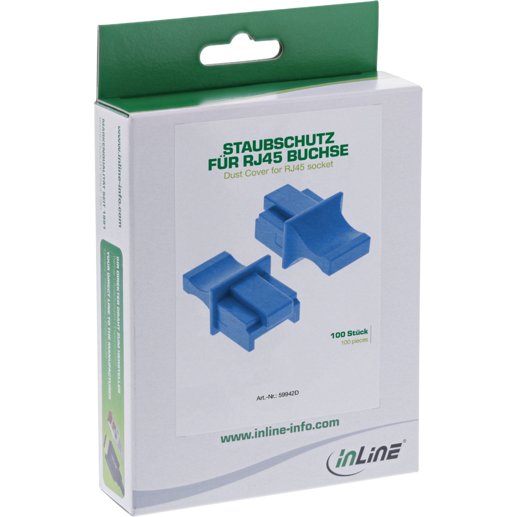 Inline® Staubschutz, für RJ45 Buchse, blau 100er Pack