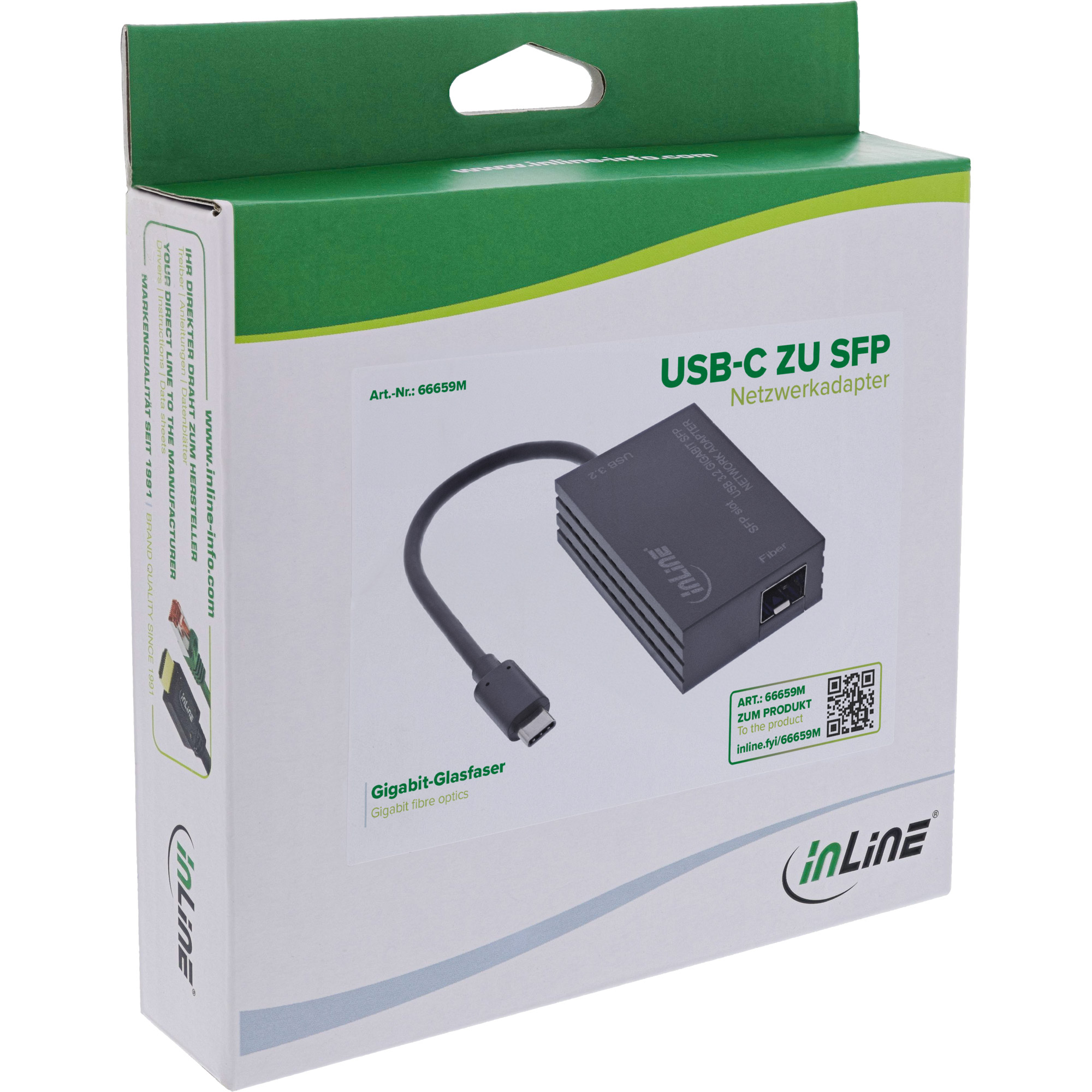 InLine® USB-C zu SFP Gigabit Fiber Netzwerkadapter (10/100/1000 Mb/s)