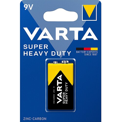 Varta Super Heavy Duty 9V Block 6F22 Zink Kohle Batterie - 10er Verpackung