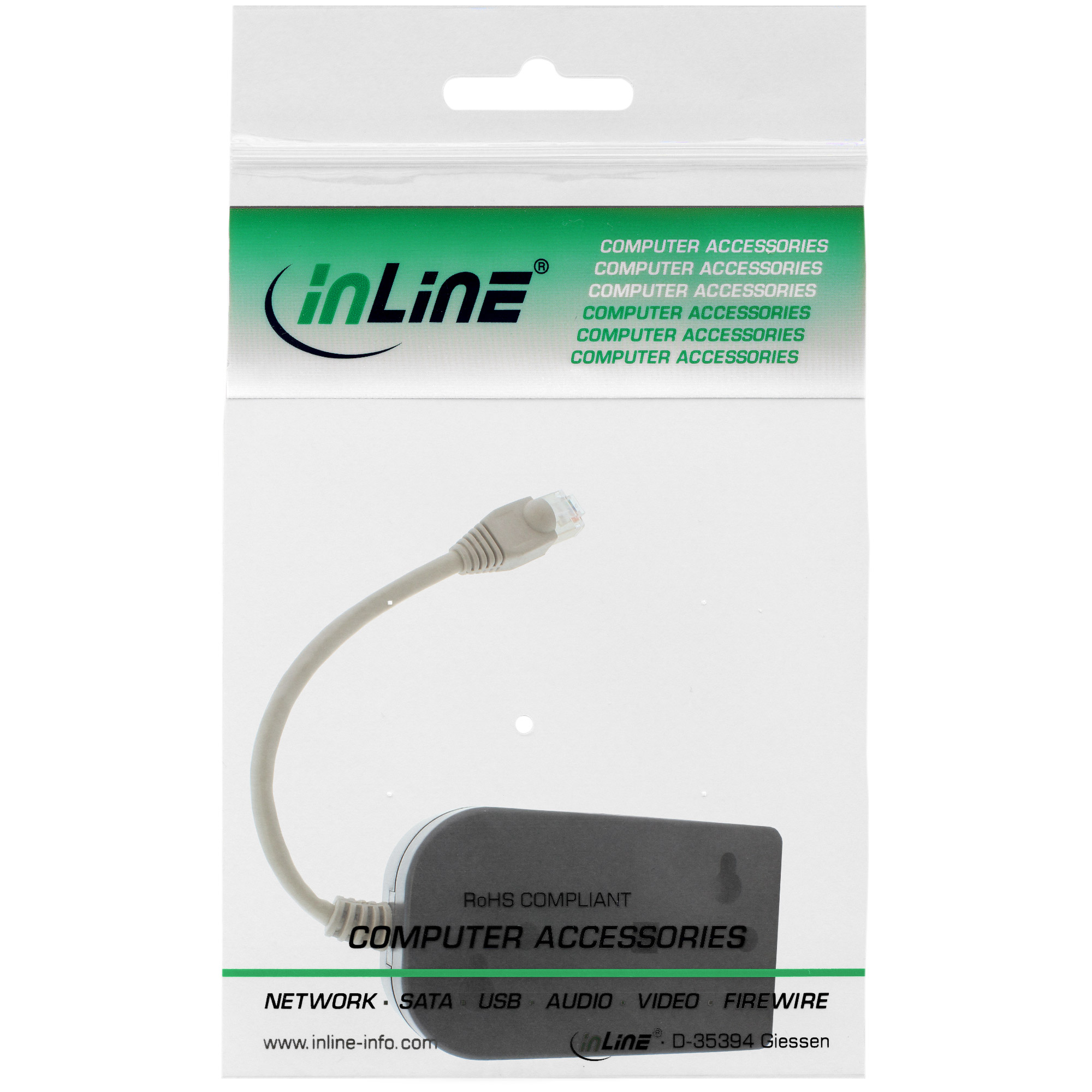 Inline® ISDN Verteiler, 8x RJ45 Buchse, 15cm Kabel, mit Endwiederständen