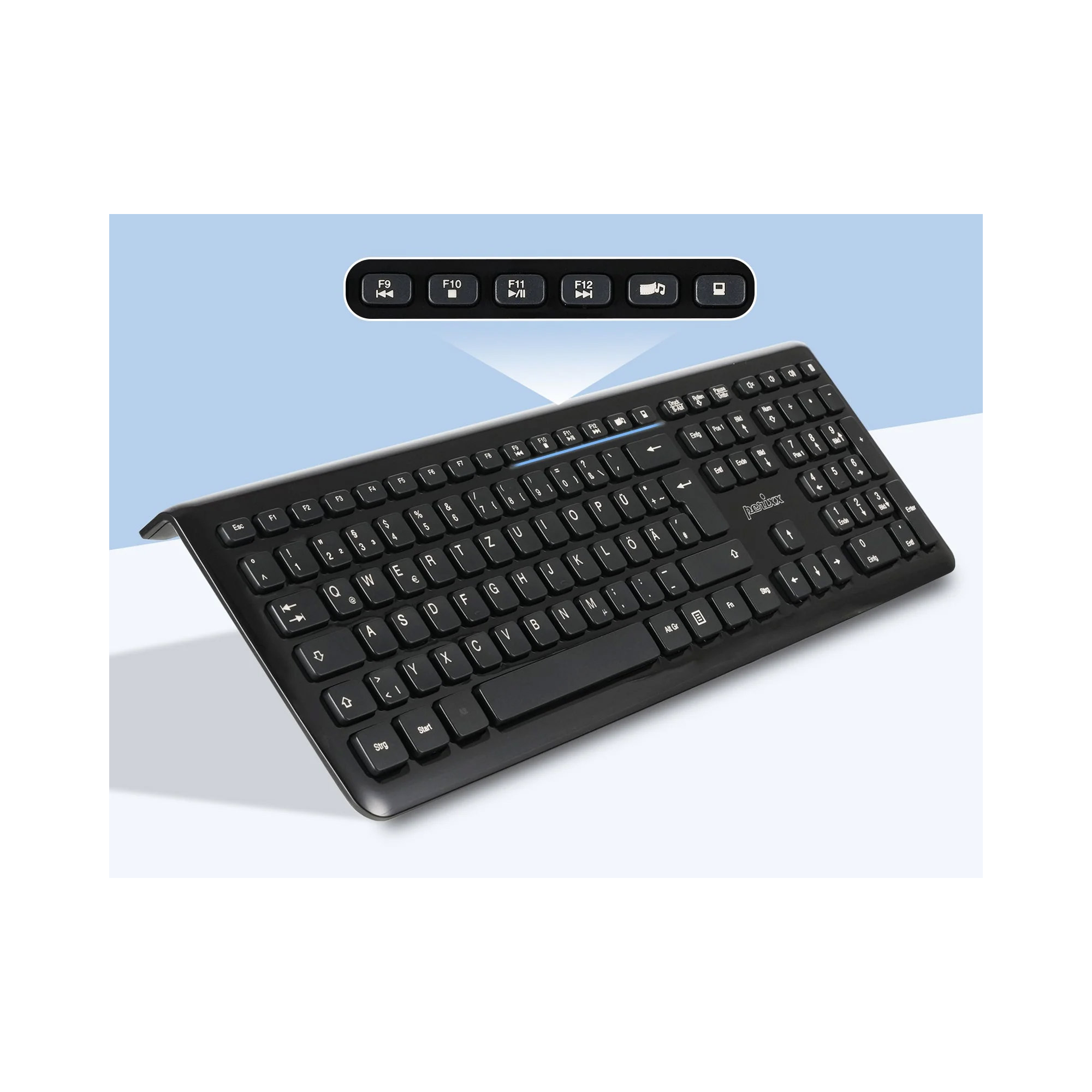 Perixx PERIDUO-703 B DE, Tastatur und Maus Set, schnurlos, schwarz