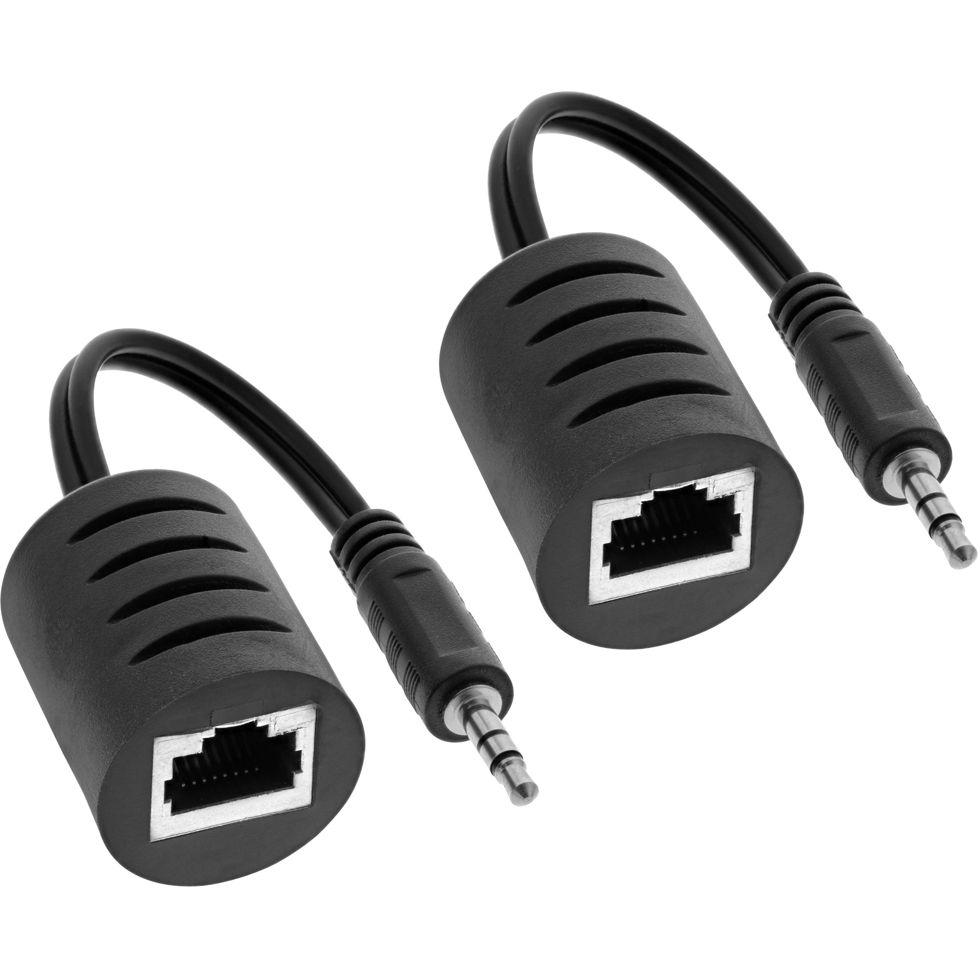 Inline® Audio über RJ45 passiv, 2x Klinke 3,5mm Stecker / RJ45 Buchse, max. 50m,