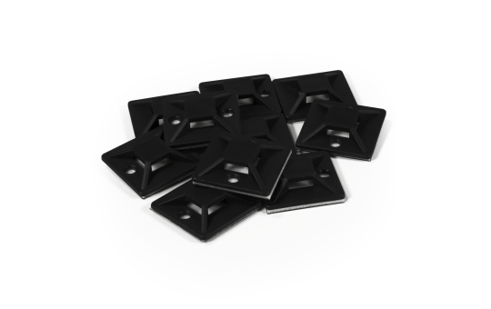 Kabelsockel McPower für Kabelbinder 30x30mm, schwarz, selbstklebend, 10er-Pack