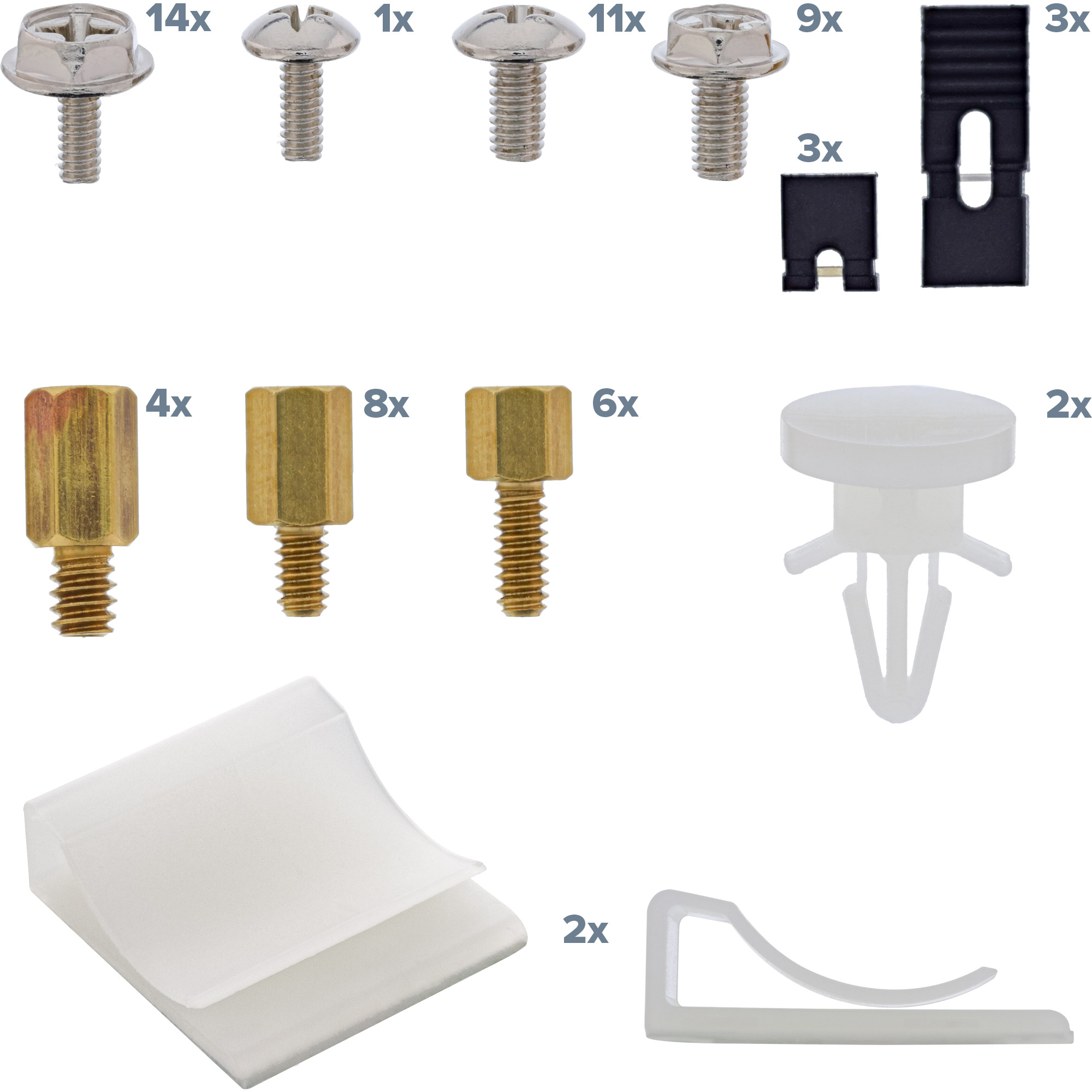 Inline® Schraubenset, mit Jumper, Klebeklipp etc.