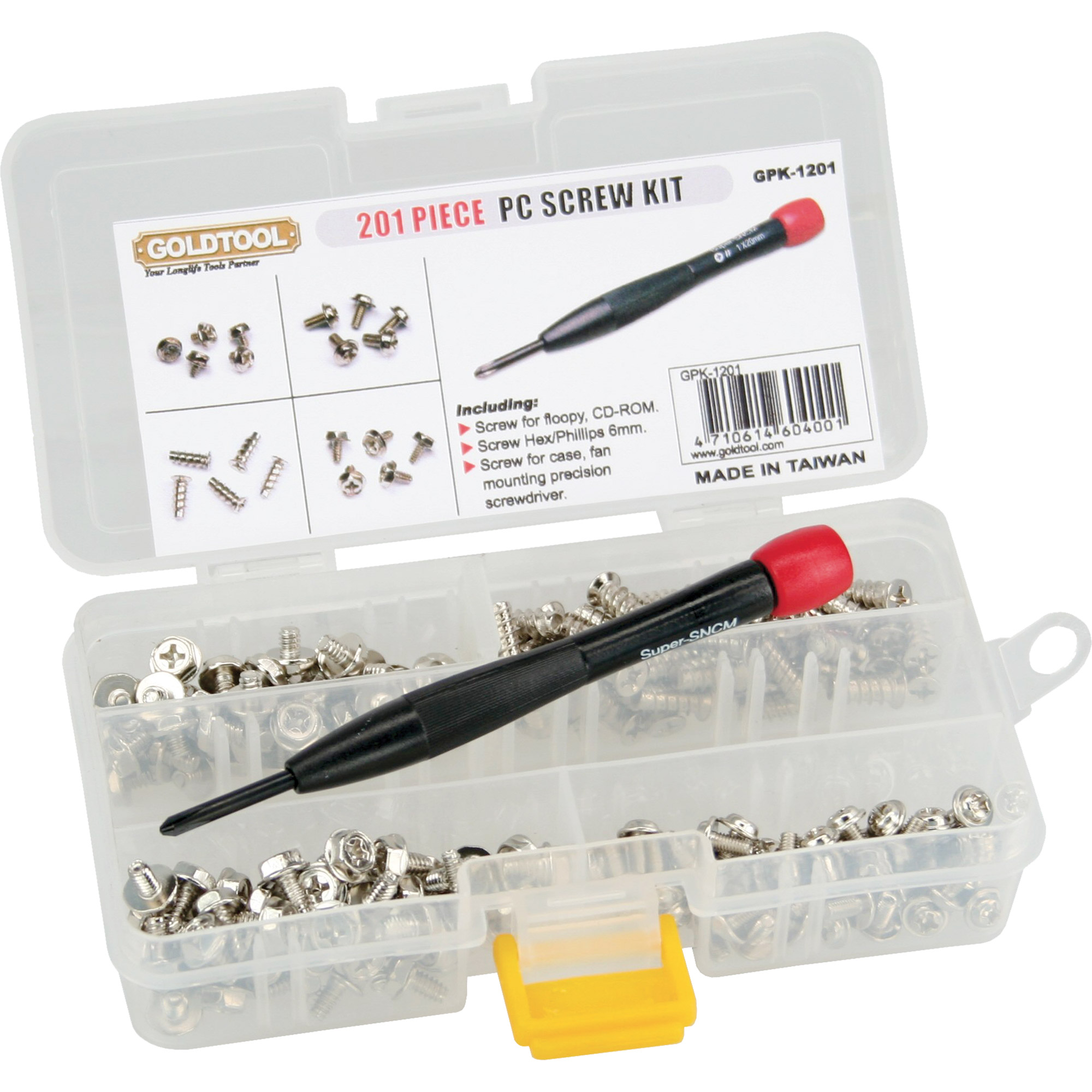 Inline® Schraubenset mit Schraubendreher, 201-teilig