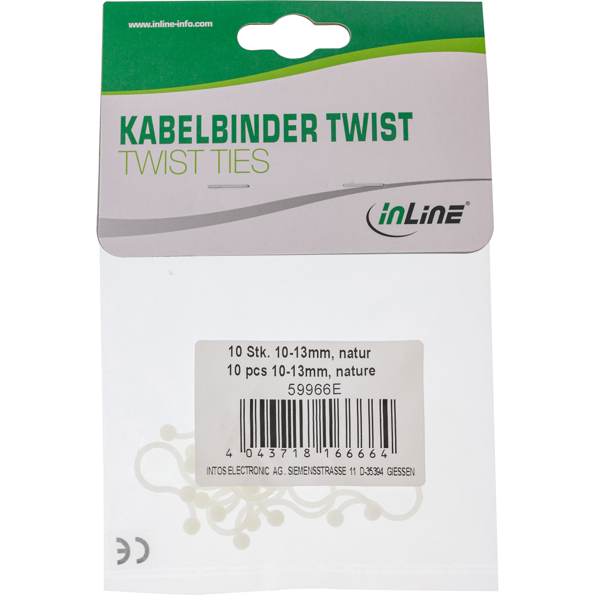 Inline® Kabelbinder Twist 10-13mm, natur, 10 Stück