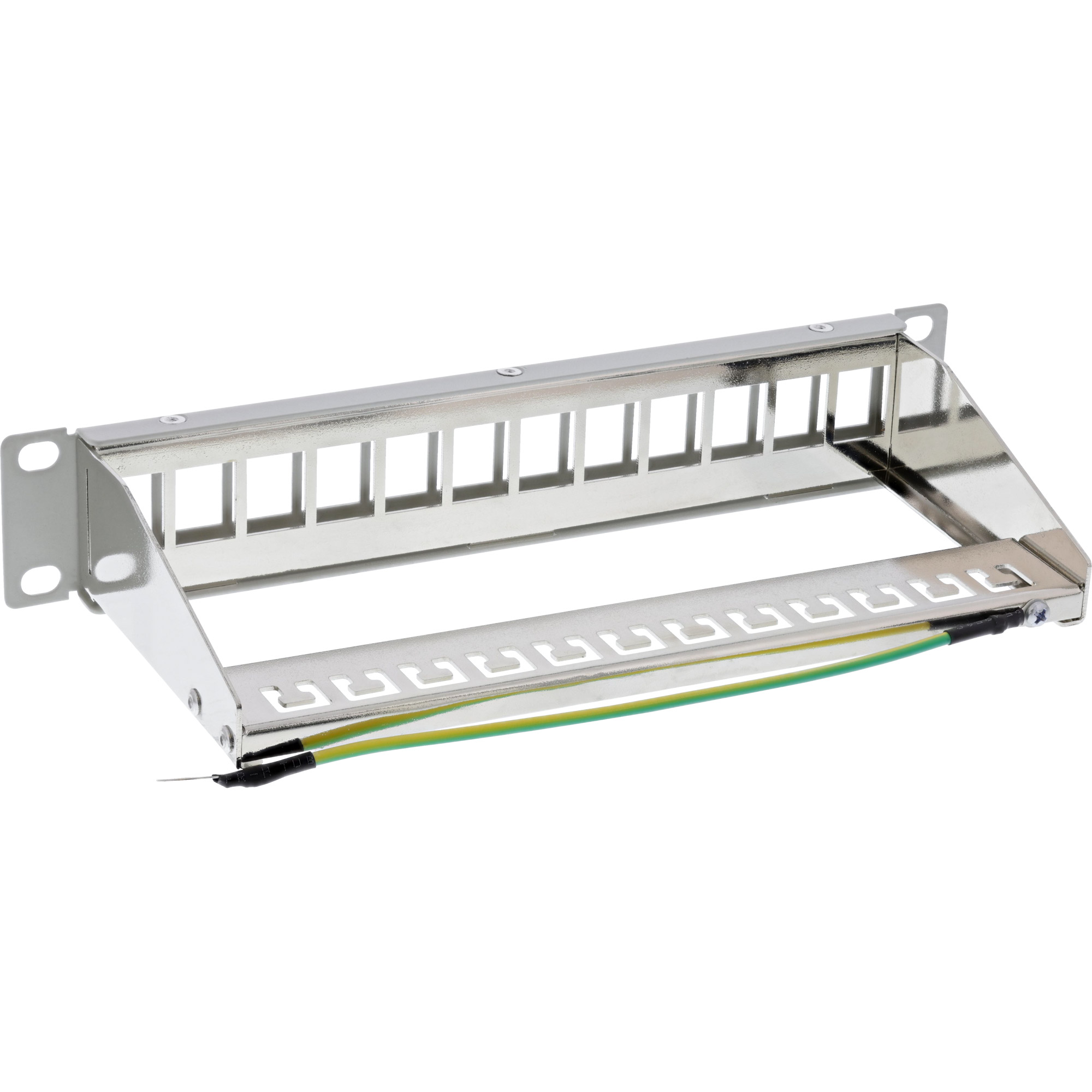 Inline® 10" Patchpanel Leerblech 12x, für Keystone Module, 1HE, RAL7035 grau