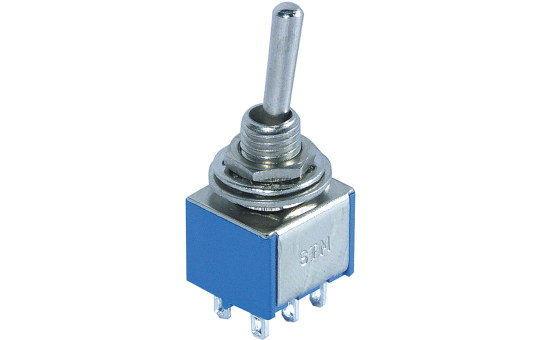 Miniatur-Kippschalter McPower, 250V/3A, 6-polig, 3 Stellungen: EIN / AUS / EIN