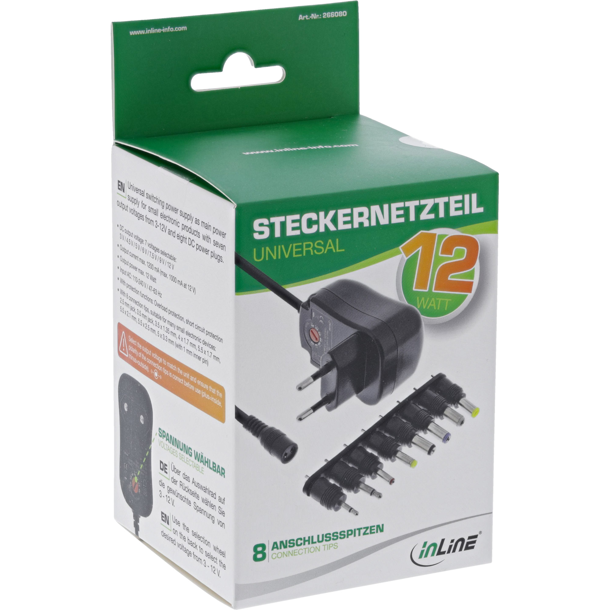 Inline® Universal Steckernetzteil 12W, 110-240V auf 3-12V, max. 1200mA Inline® Universal Steckernetzteil 12W, 110-240V auf 3-12V, max. 1200mA