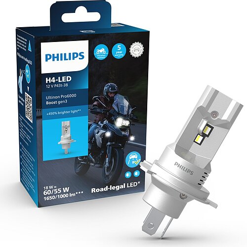 Philips LED H4 12V/24 18W Ultinon Pro6000 Boost Gen3 +450% mit Straßenzulassung 1 Stück