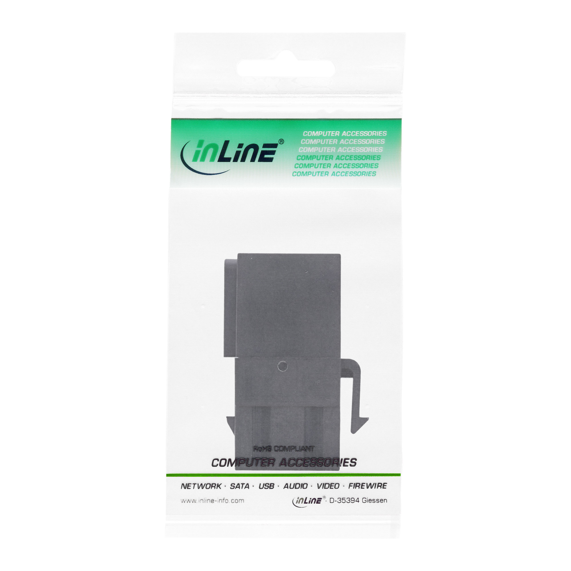 Inline® USB 3.1 Keystone Einsatz, USB-A Buchse / Buchse, gewinkelt, schwarz