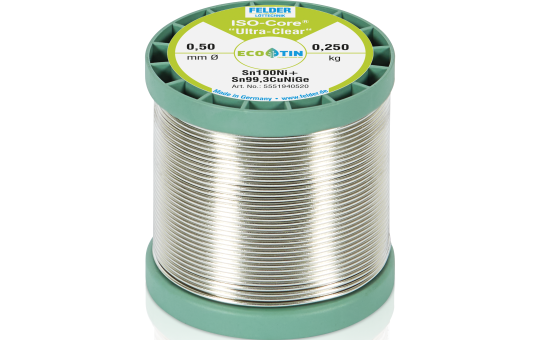 Lötdraht FELDER ISO-CORE ''Ultra Clear'', Sn100Ni+, 0,5mm, 250g, bleifrei