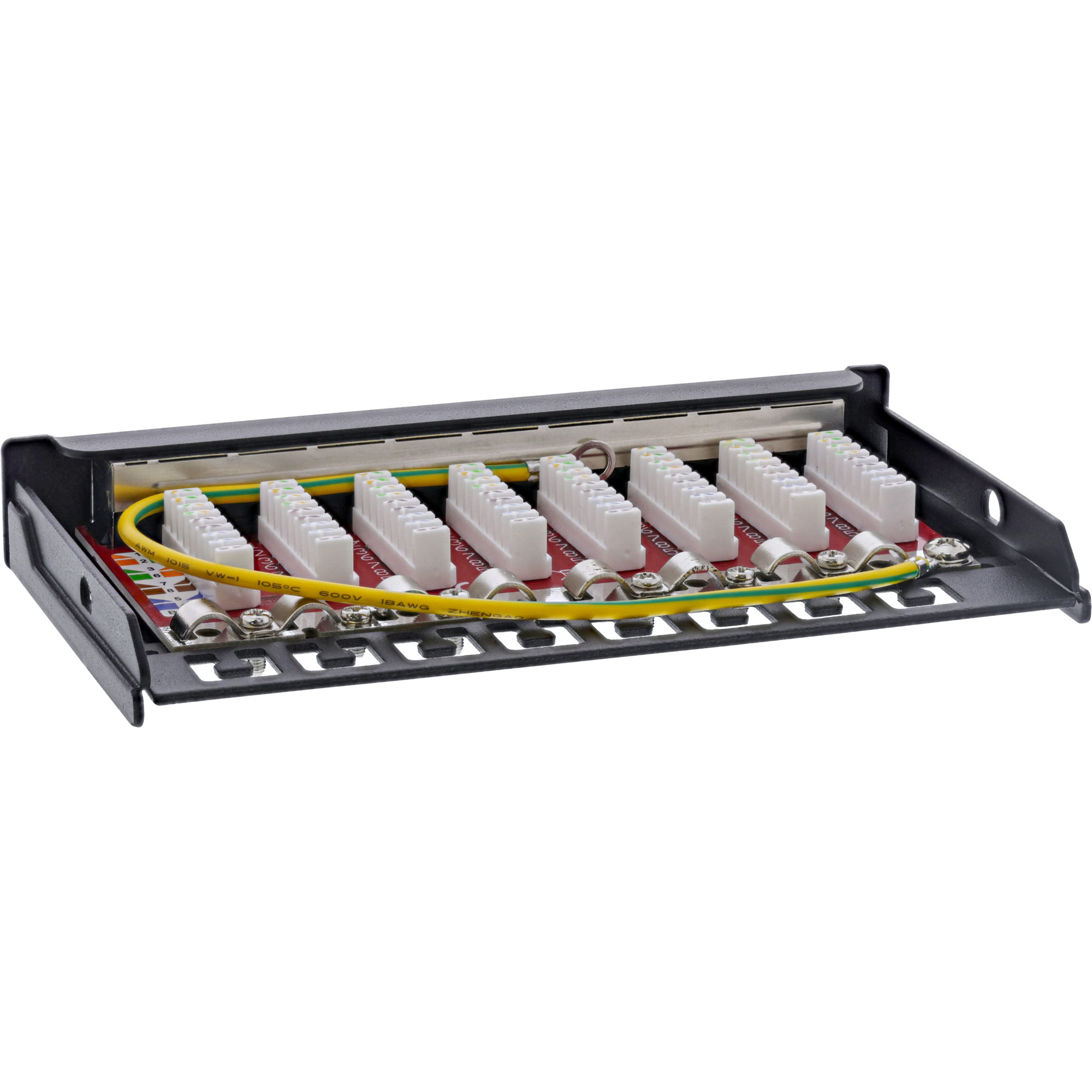 Inline® Patchfeld Cat.6A 0,5HE 8-fach, Tisch/Wand/Hutschiene schwarz Staubschutz