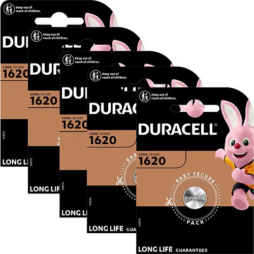 Duracell CR1620 Lithium Knopfzelle 3V Batterie - 5er Verpackung