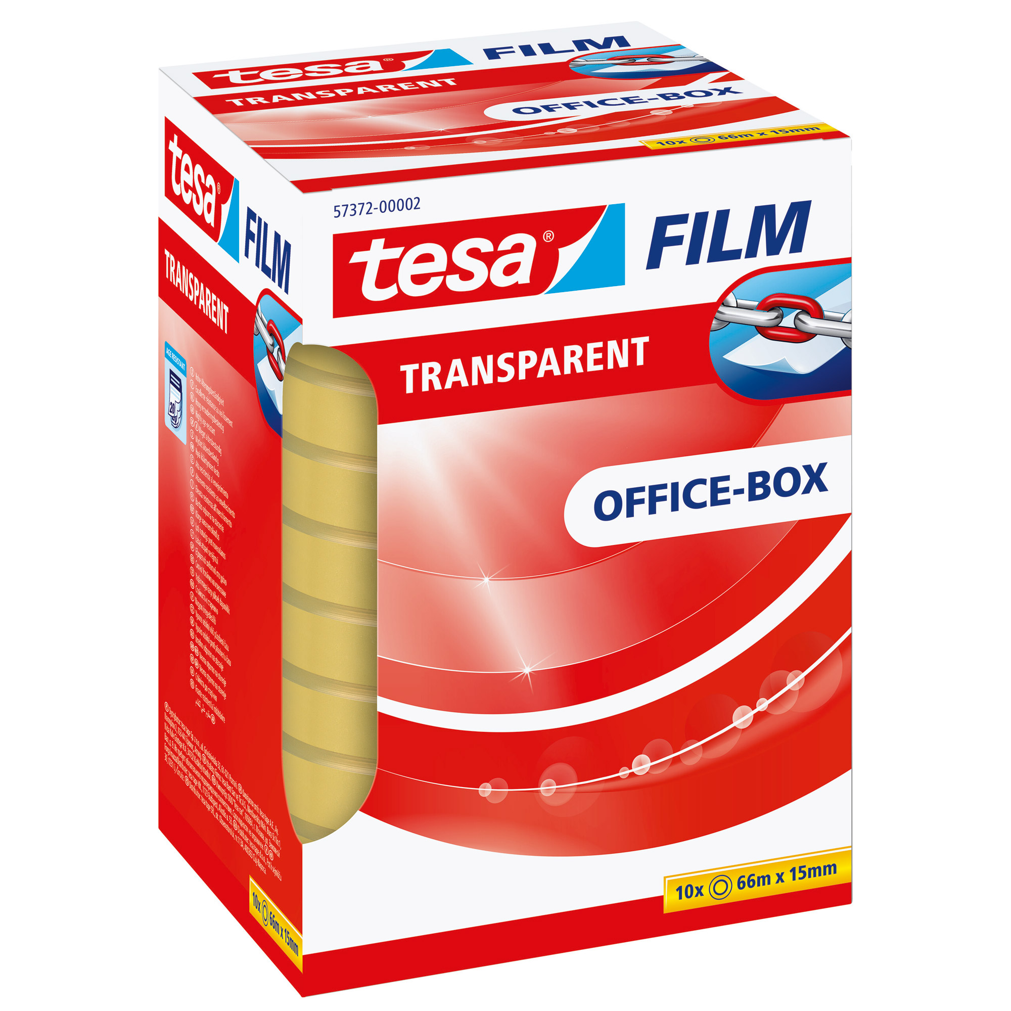 tesafilm® transparent, 10 Rollen, Office Box, 66m x 15mm