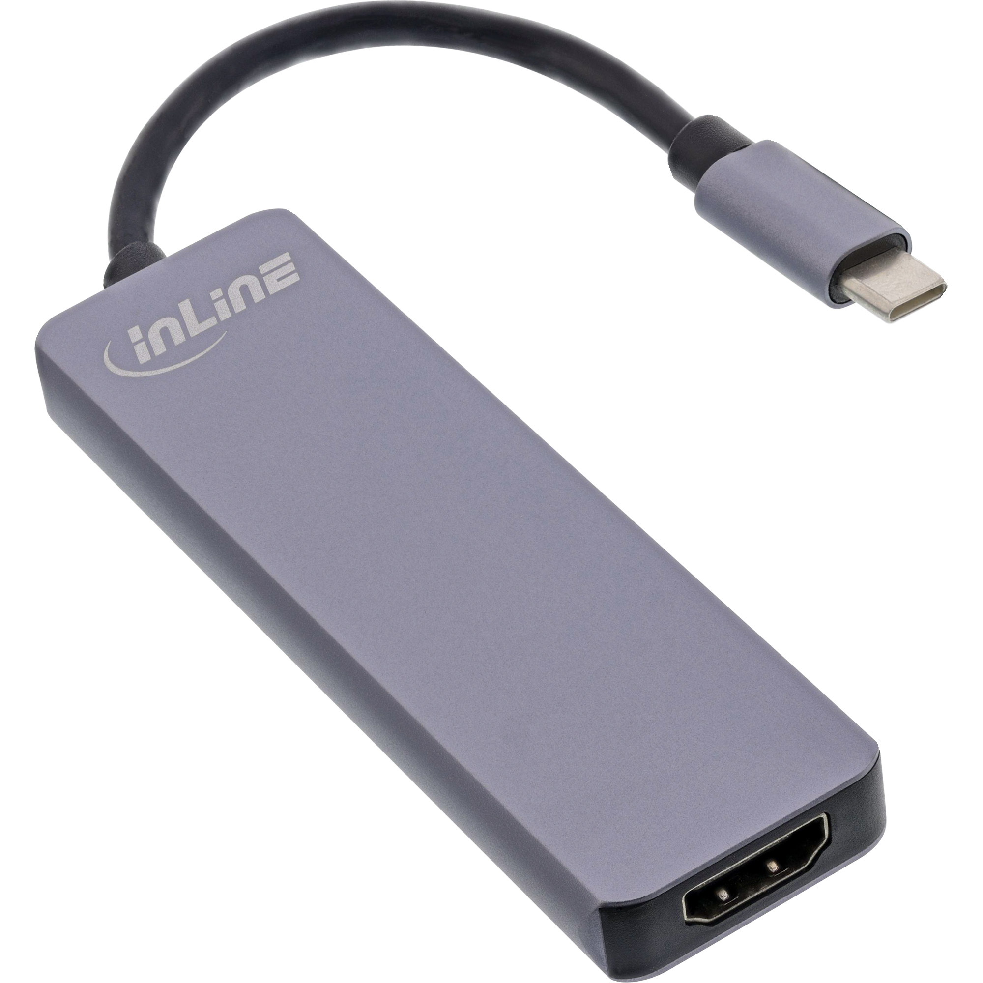 Inline® Multi-Hub USB 3.2 Gen.1, 2x USB-A, HDMI 4K/30Hz, Cardreader, Alu, grau Inline® Multi-Hub USB 3.2 Gen.1, 2x USB-A, HDMI 4K/30Hz, Cardreader, Alu, grau