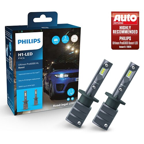 Philips H1 12V 13W Ultinon Pro6000 Boost 5800K +300% mit Straßenzulassung 2 Stück