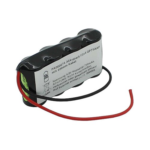 Akkupack NiMH 4,8V 750mAh F1x4 GP75AAH mit 100mm Kabel Akkupack NiMH 4,8V 750mAh F1x4 GP75AAH mit 100mm Kabel