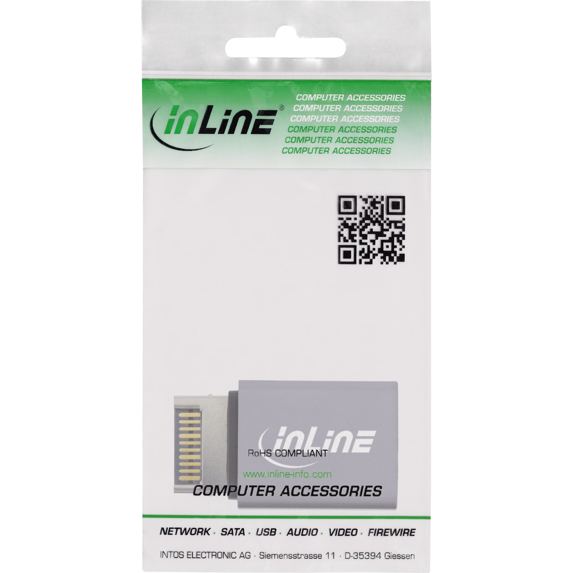 Inline® USB 3.2 Adapter, intern USB-E Frontpanel Stecker zu USB-C Buchse Inline® USB 3.2 Adapter, intern USB-E Frontpanel Stecker zu USB-C Buchse