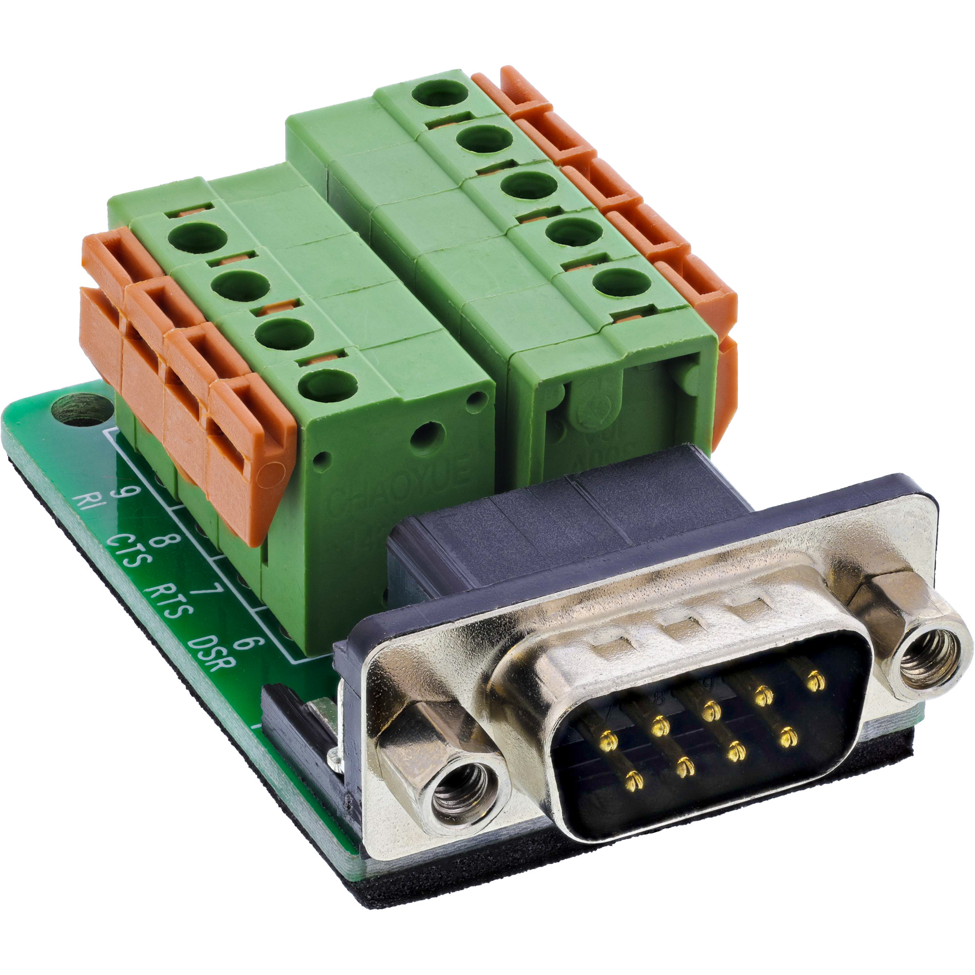 InLine® Terminalblock D-Sub 9 Stecker, Federklemme, Schraubsicherung
