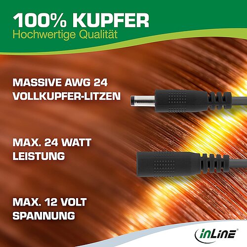 Inline® VerLängerungskabel DC Stecker 4,0x1,7mm, schwarz, 1m