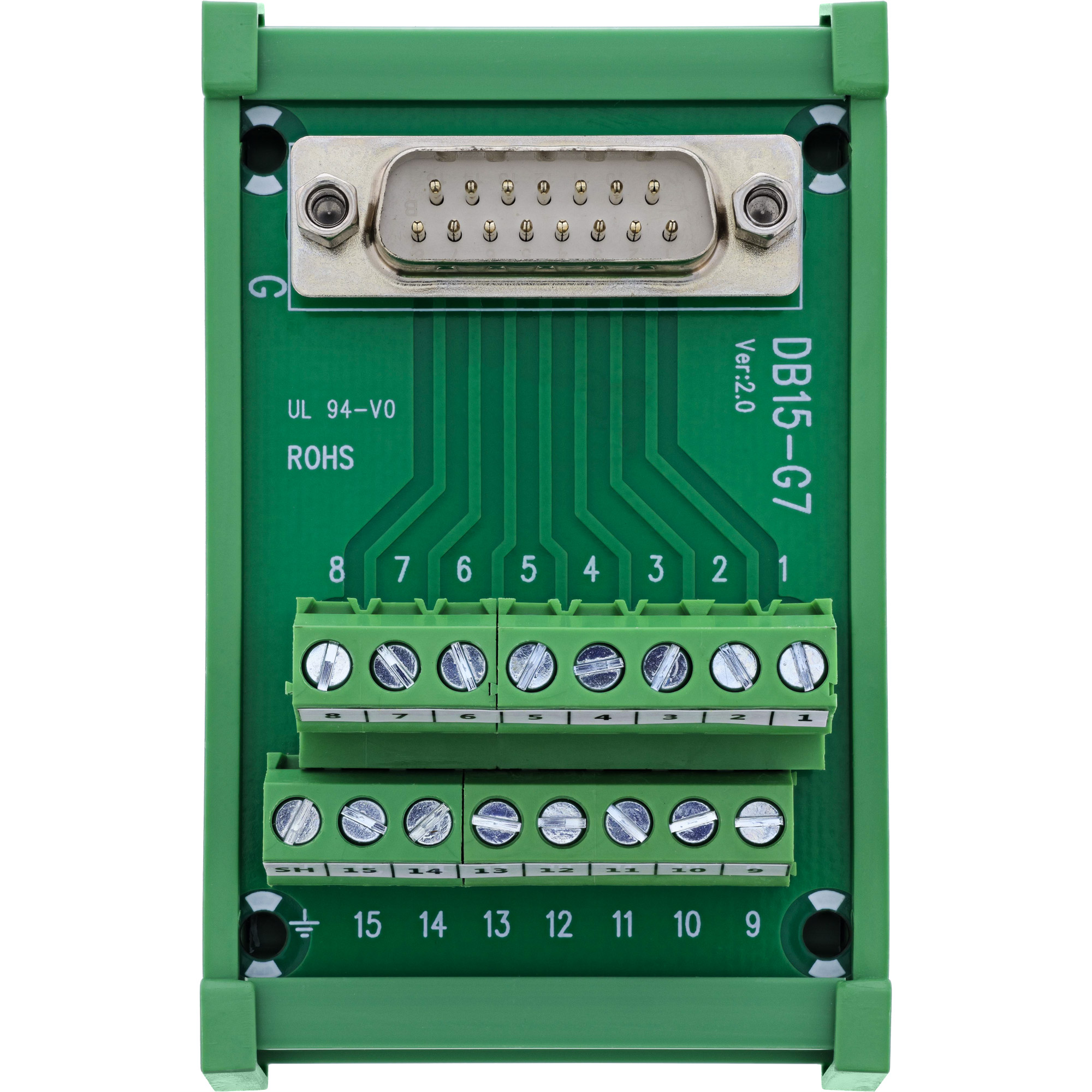 InLine® D-Sub 15 Terminalblock, Stecker, Schraubklemme, für Hutschiene