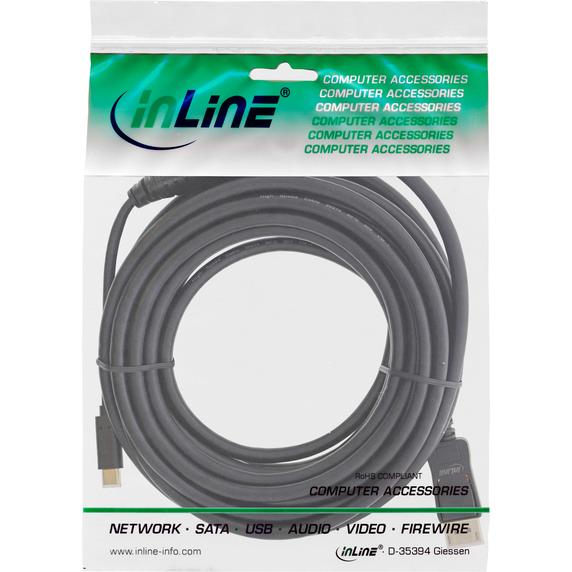Inline® USB Display Kabel, USB-C Stecker zu DisplayPort Stecker, 5m Inline® USB Display Kabel, USB-C Stecker zu DisplayPort Stecker, 5m