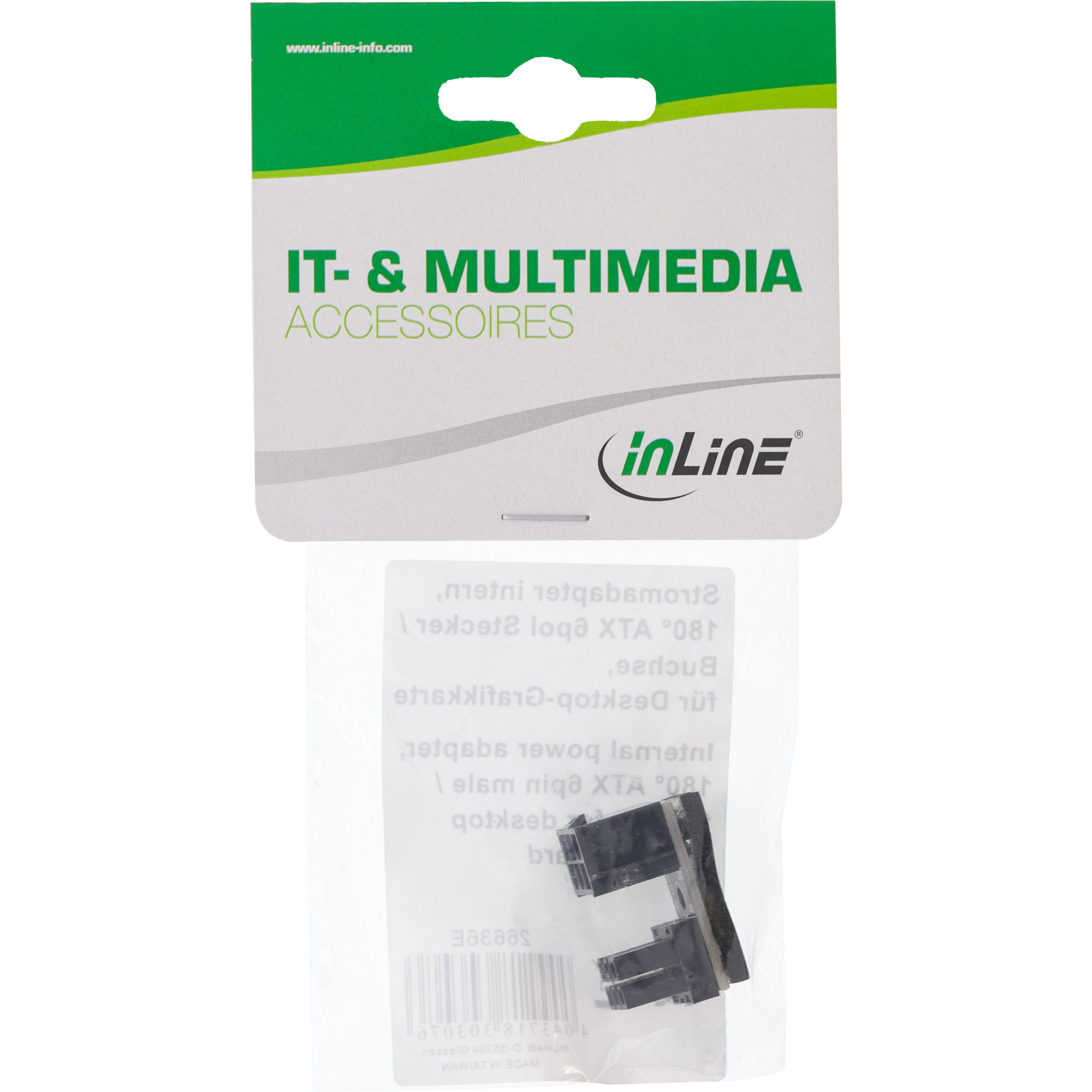 Inline® Stromadapter intern, 180° ATX 6pol Stecker / Buchse