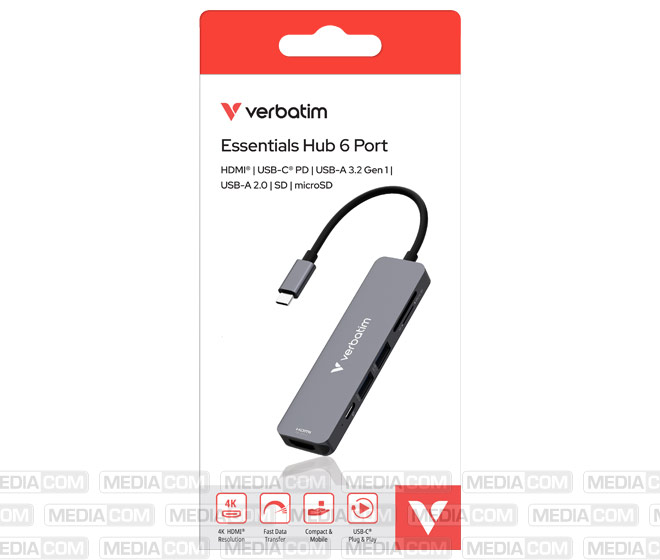 Hub, USB-C Essentials, 6 Port mit Card Reader Hub, USB-C Essentials, 6 Port mit Card Reader