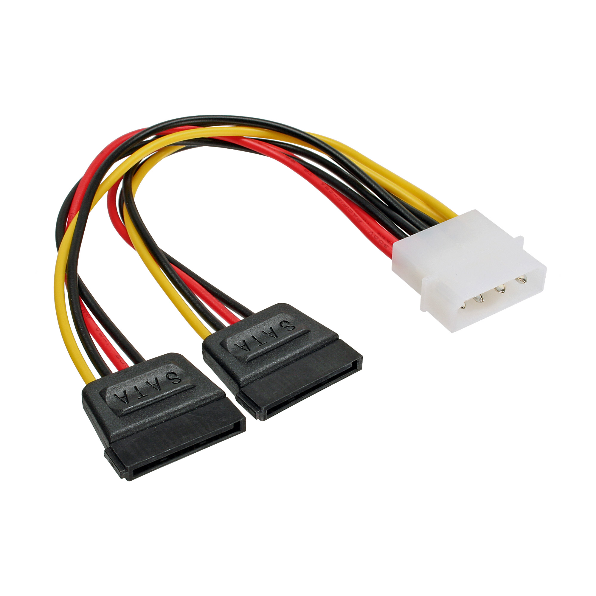 Inline® Strom Y-Kabel intern, 1x 13,34cm (5,25") an 2x 15pol SATA, 0,20m
