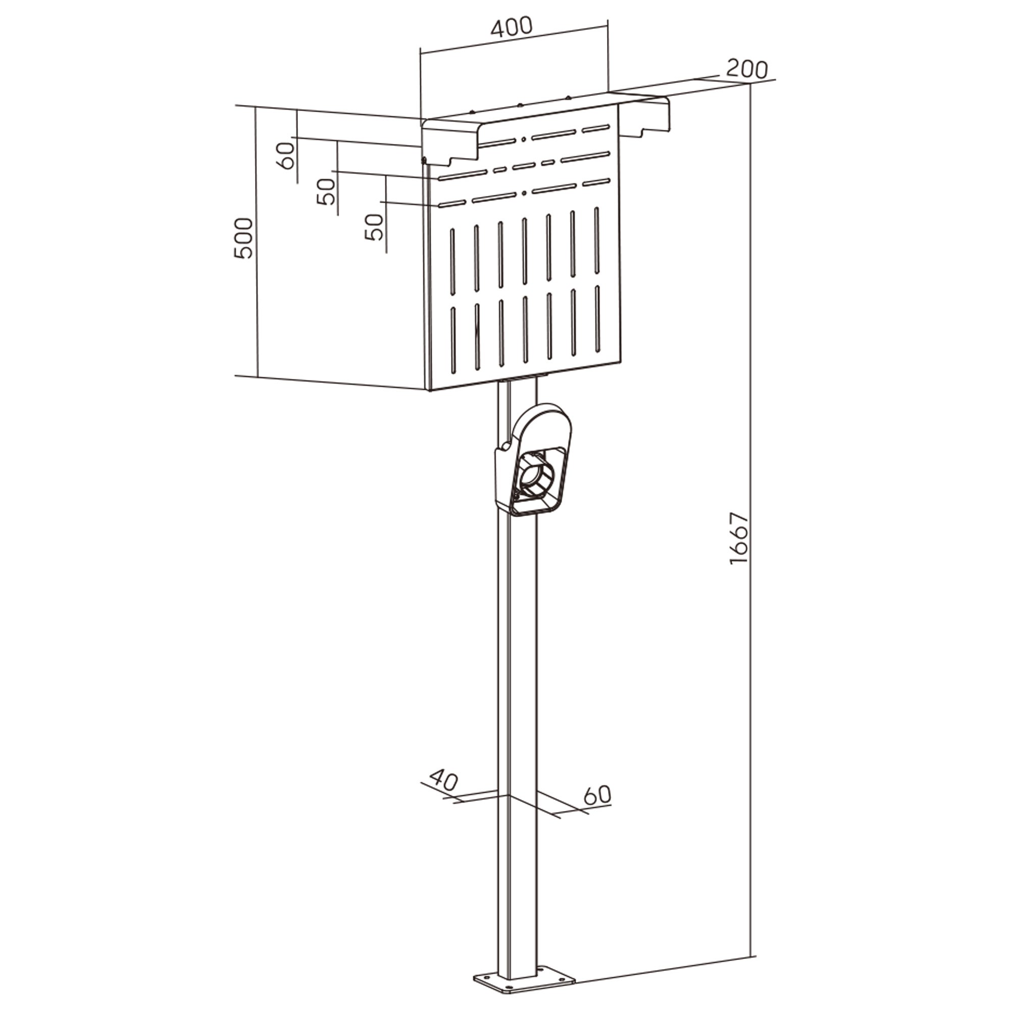 InLine® Universal Wallbox-Standfuß XL mit EV-Ladekabel Halterung, schwarz