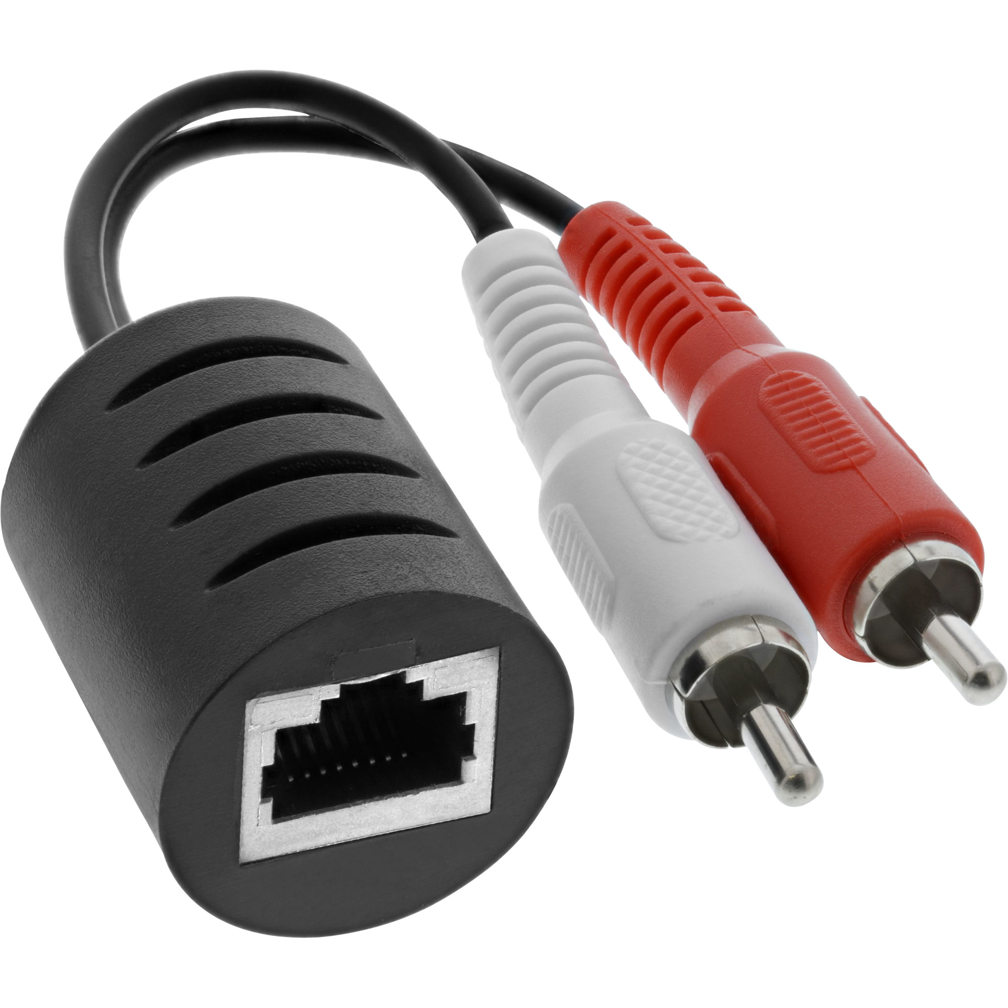 Inline® Audio über RJ45 passiv, 2x Cinch 1x Klinke 3,5mm / RJ45 Buchse, max. 50m