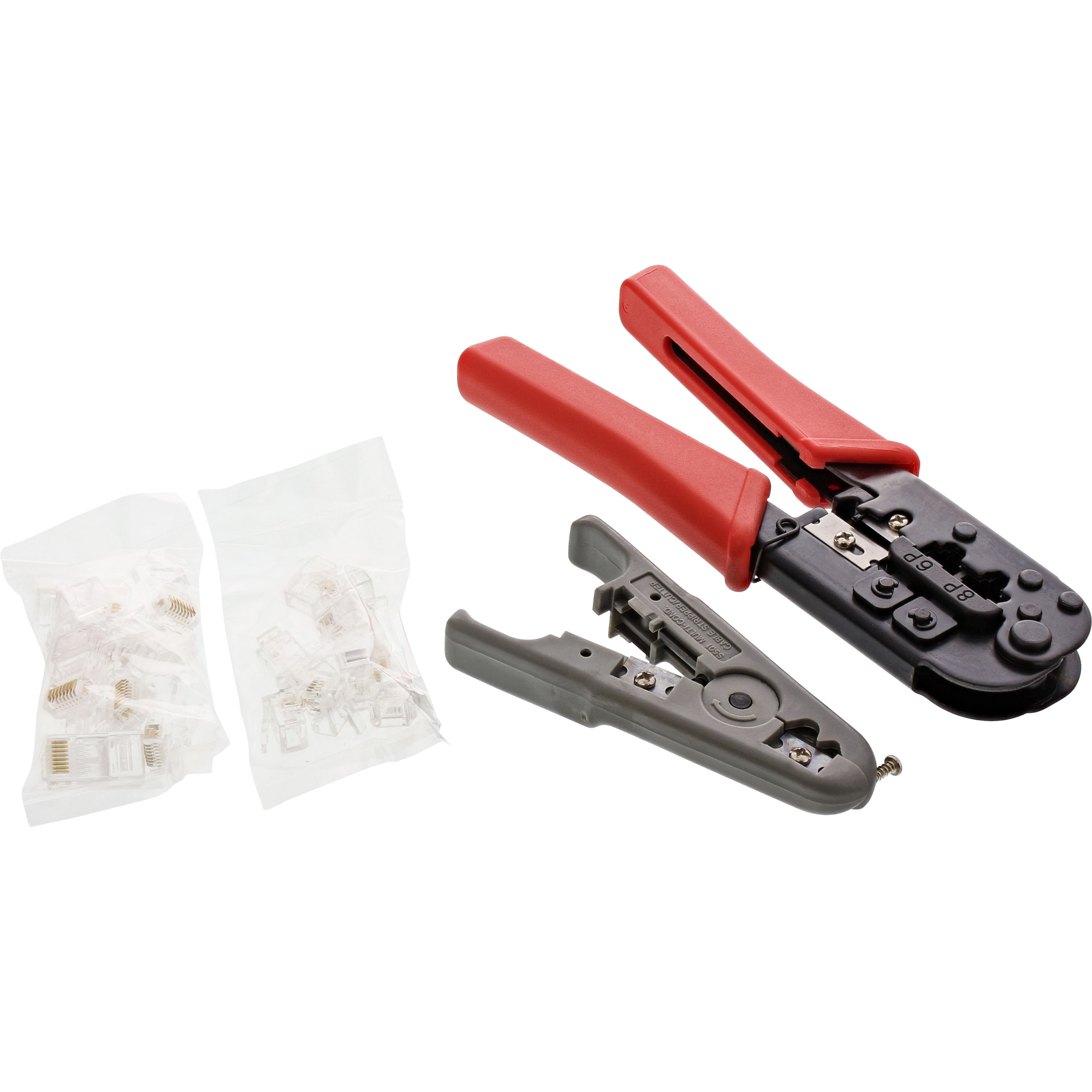 Inline® Crimpzangen-Set für RJ45 ST, inkl. Zange, Abisolierer und Westernstecker