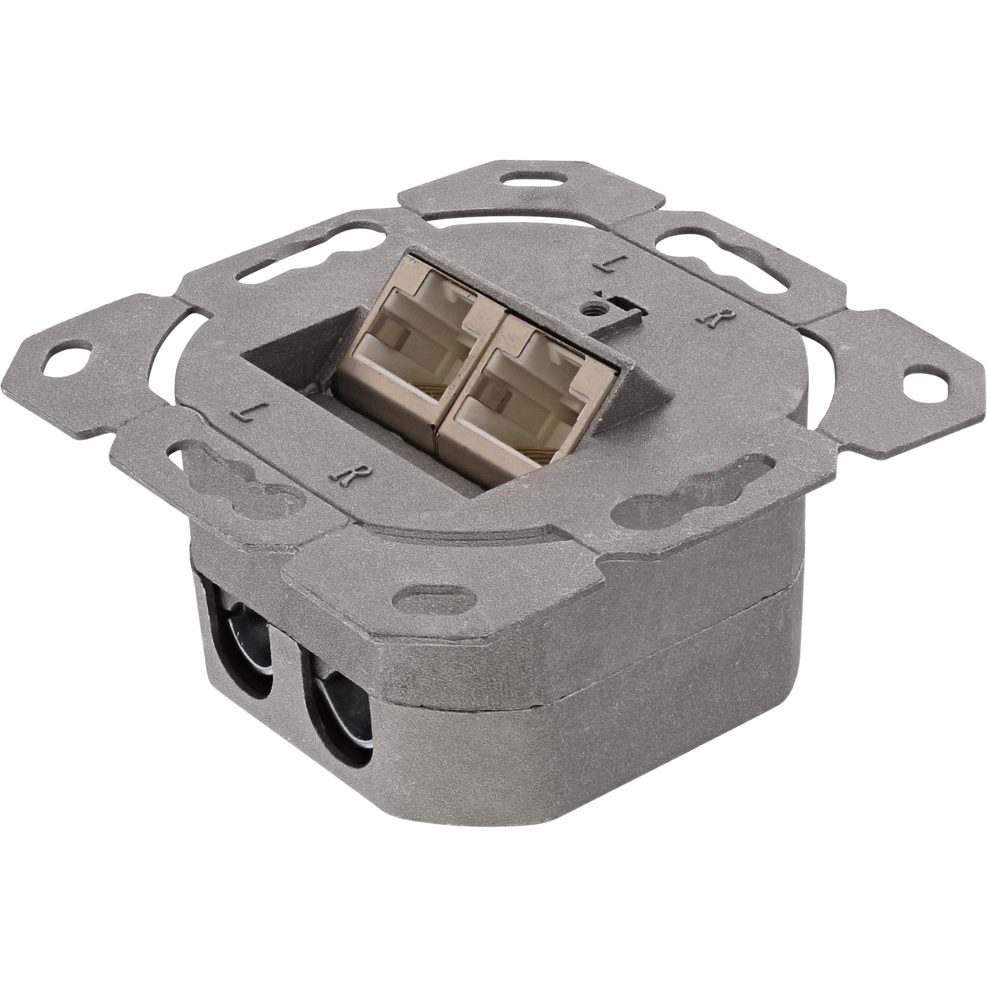 Inline® Cat.6 Anschlussdose, AP/UP 2x RJ45 Buchse, RAL9010, weiß, senkrecht