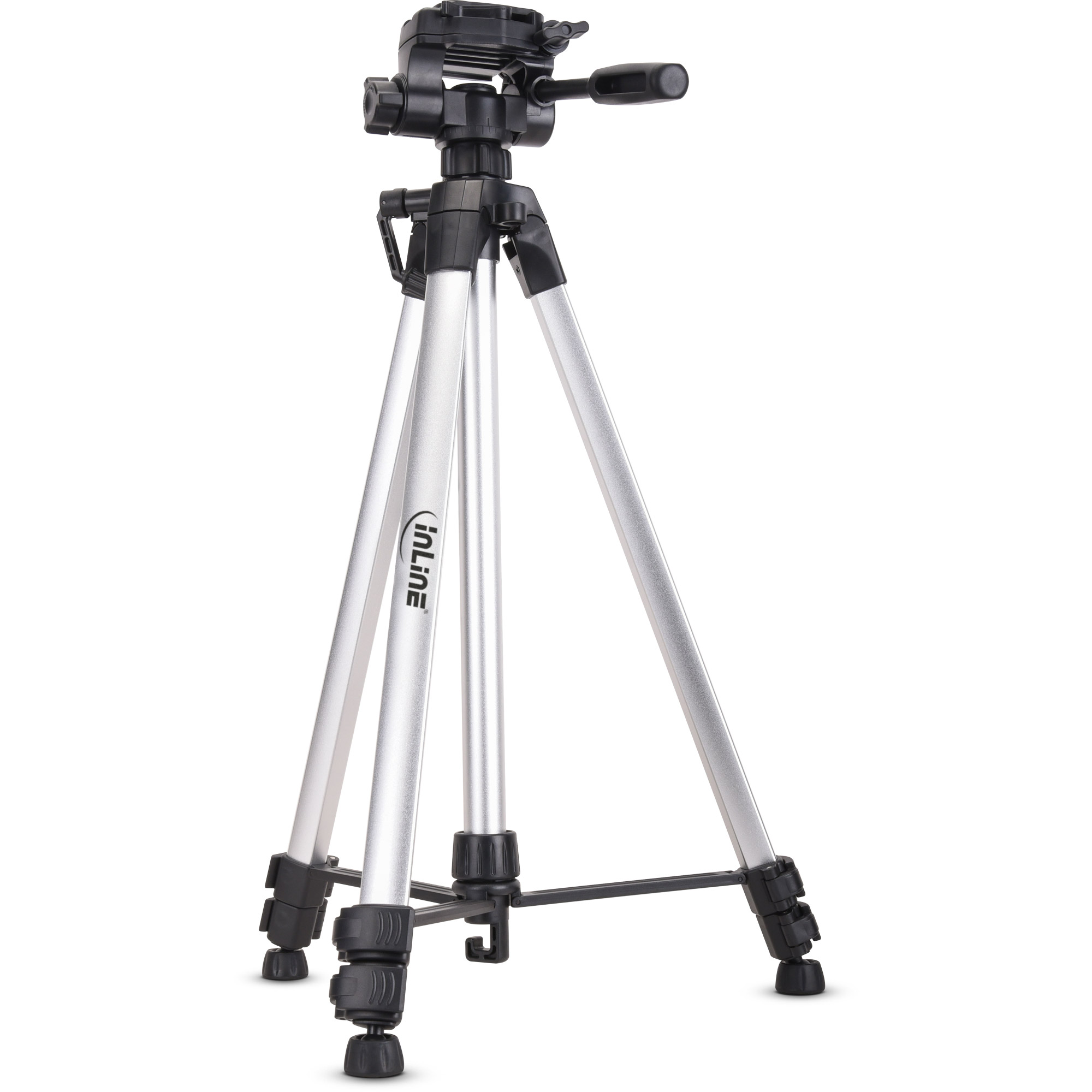 Inline® Stativ für Digitalkameras und Videokameras, Aluminium, silber