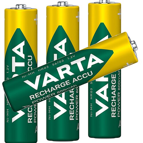 4x Varta NiMH AAA Micro 800mAh HR03 Power Recharge Akku