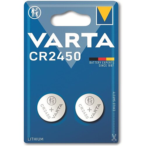 Varta CR2450 Lithium Knopfzelle 3V Batterie 2er Verpackung