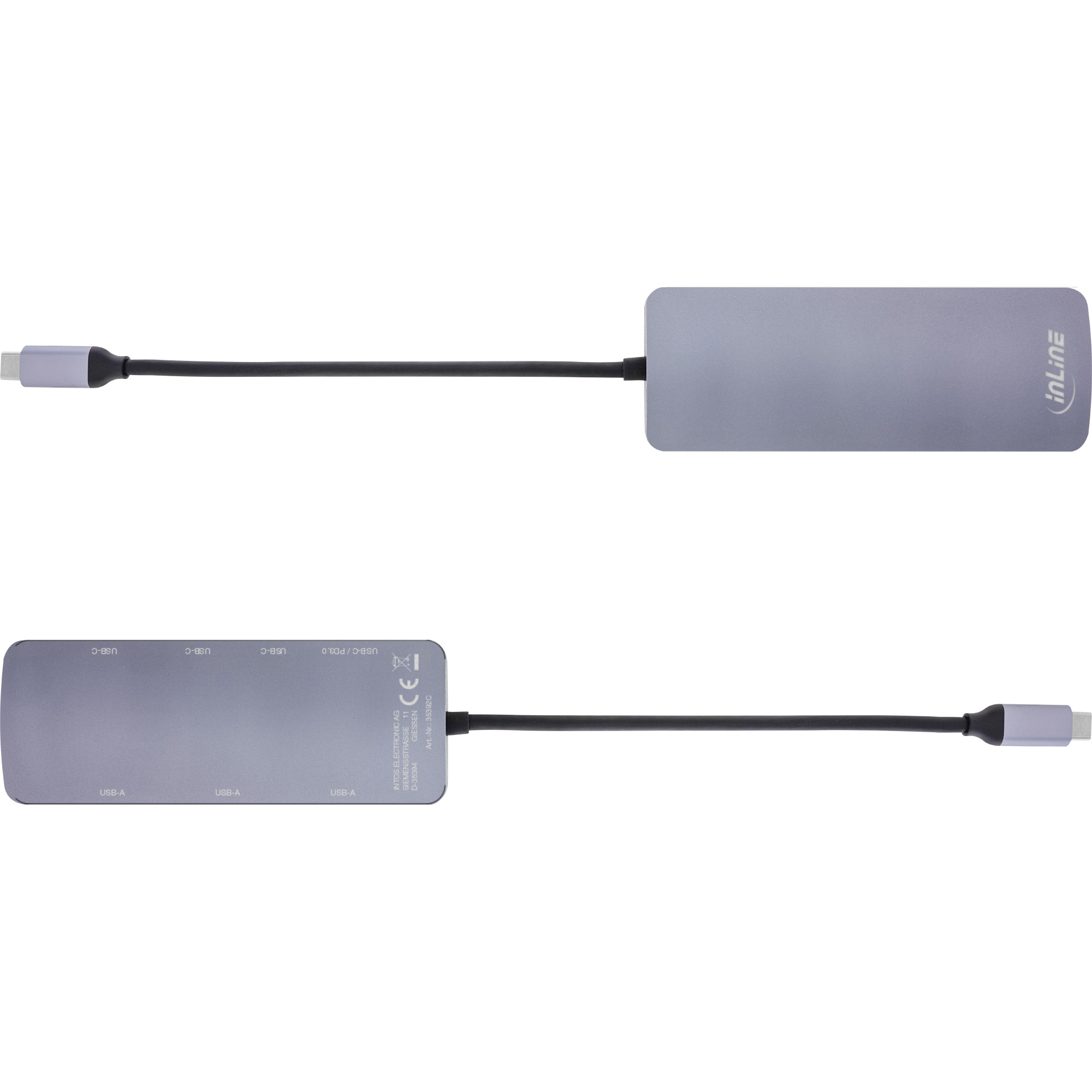 Inline® USB 3.2 Gen.2 Hub, 4x USB-C + 3x USB-A, PD 100W, Aluminium, grau Inline® USB 3.2 Gen.2 Hub, 4x USB-C + 3x USB-A, PD 100W, Aluminium, grau