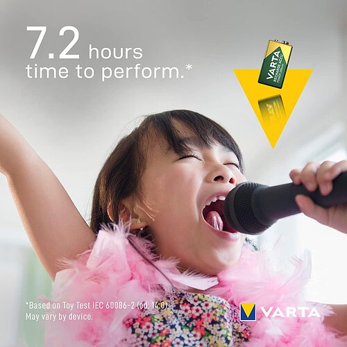 1x Varta NiMH 9V Block 200mAh HR6F22 Power Recharge Akku