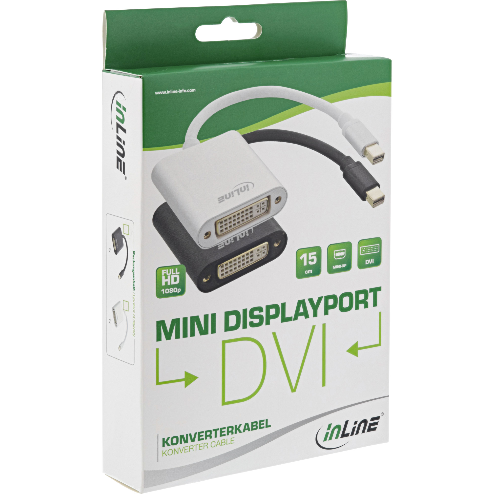 Inline® Mini DisplayPort zu DVI Adapter Aluminium, schwarz, 0,15m
