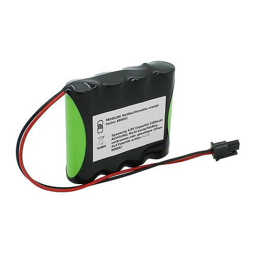 Notleuchtenakku NiMH 4,8V 1500mAh F1x4 Mignon AA mit 150mm Kabel & Stecker ersetzt Inotec 890015