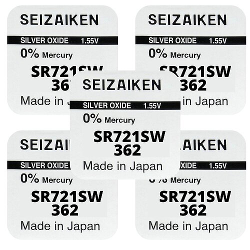 5x SR721SW SR58 362 Silberoxid Batterie Seizaiken 1,55 V