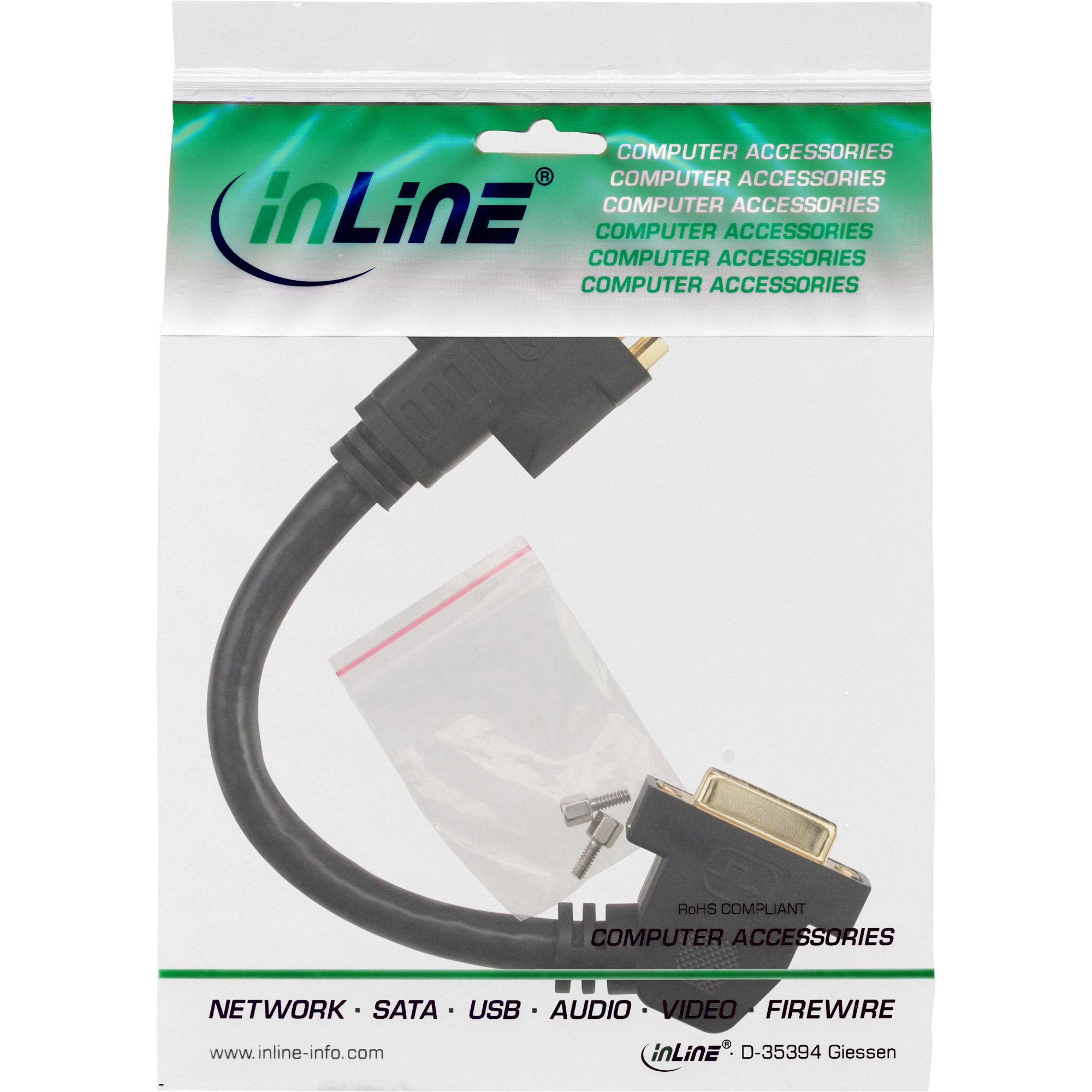 Inline® DVI-I Adapterkabel, 24+5 Buchse/Buchse, zum Einbau, vergoldete Kontakte