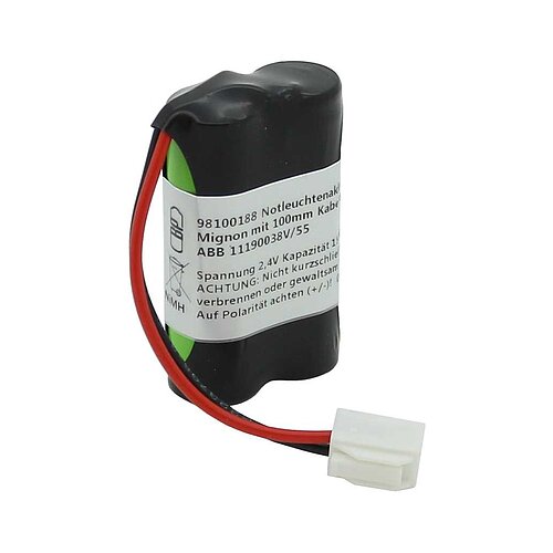 Notleuchtenakku NiMH 2,4V 1500mAh F1x2 Mignon mit 100mm Kabel ersetzt ABB 11190038V/55 Notleuchtenakku NiMH 2,4V 1500mAh F1x2 Mignon mit 100mm Kabel ersetzt ABB 11190038V/55