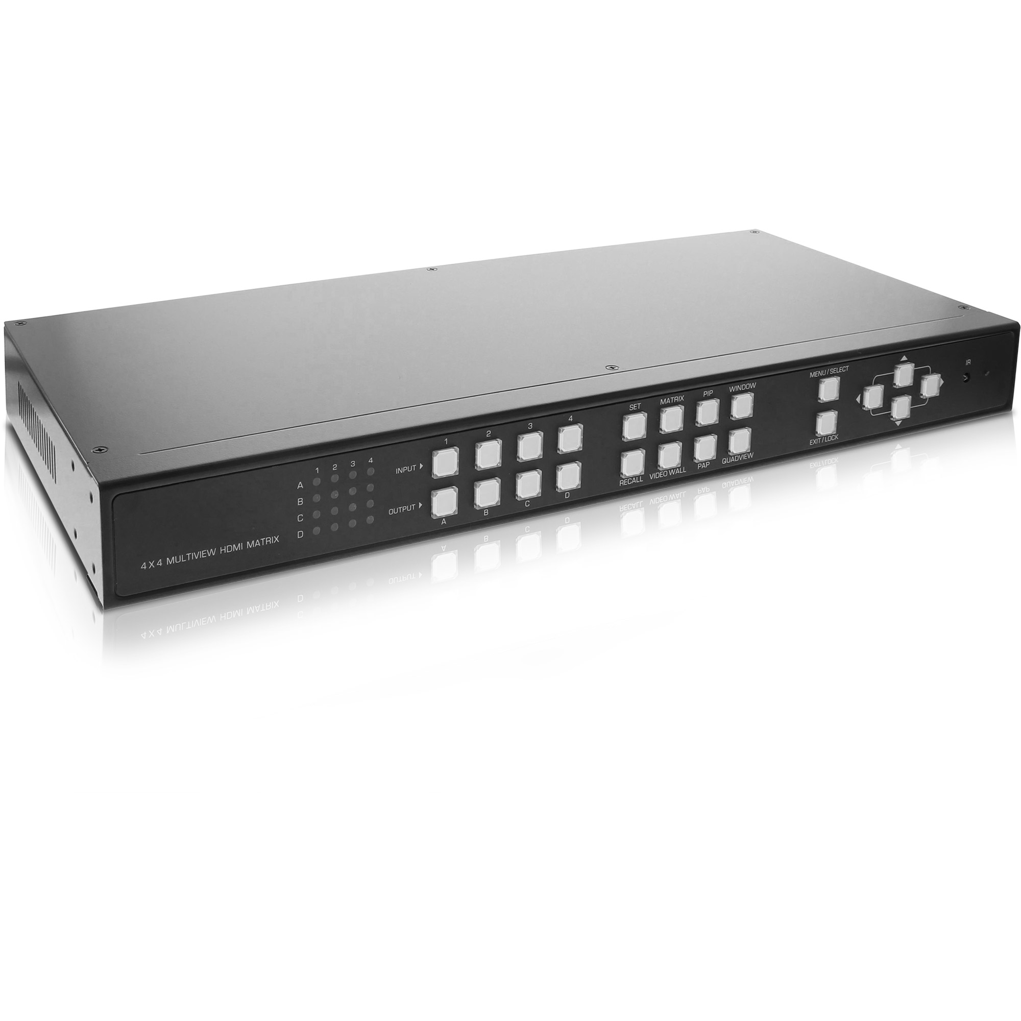 Inline® HDMI 4x4 Multi View Matrix / Videowand Switch, 4 Eingänge auf 4 Ausgänge