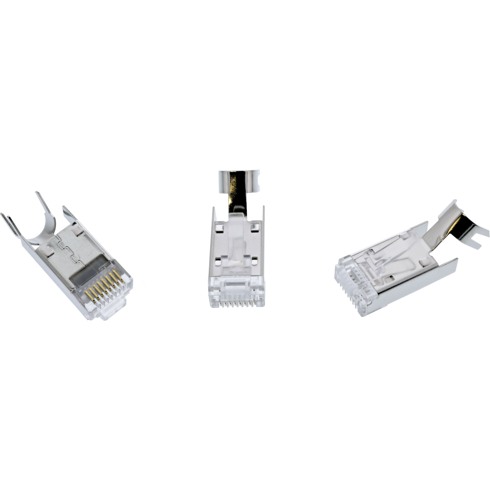 10x Inline® Crimpstecker Cat.6A RJ45 geschirmt, 3-teilig grau