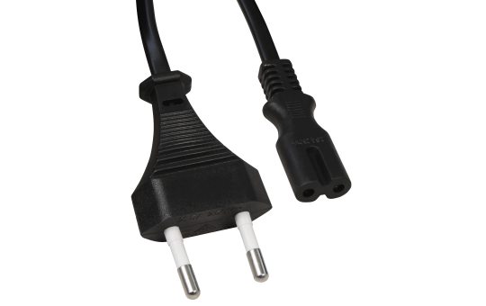 Euro-Netzkabel mit Doppelnutstecker, 1,5m, 0,75mm², schwarz Euro-Netzkabel mit Doppelnutstecker, 1,5m, 0,75mm², schwarz