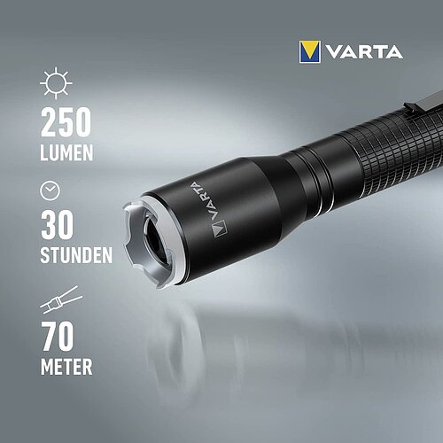 Varta Aluminium Light F20 Pro Taschenlampe 16607 - inkl. Batterien