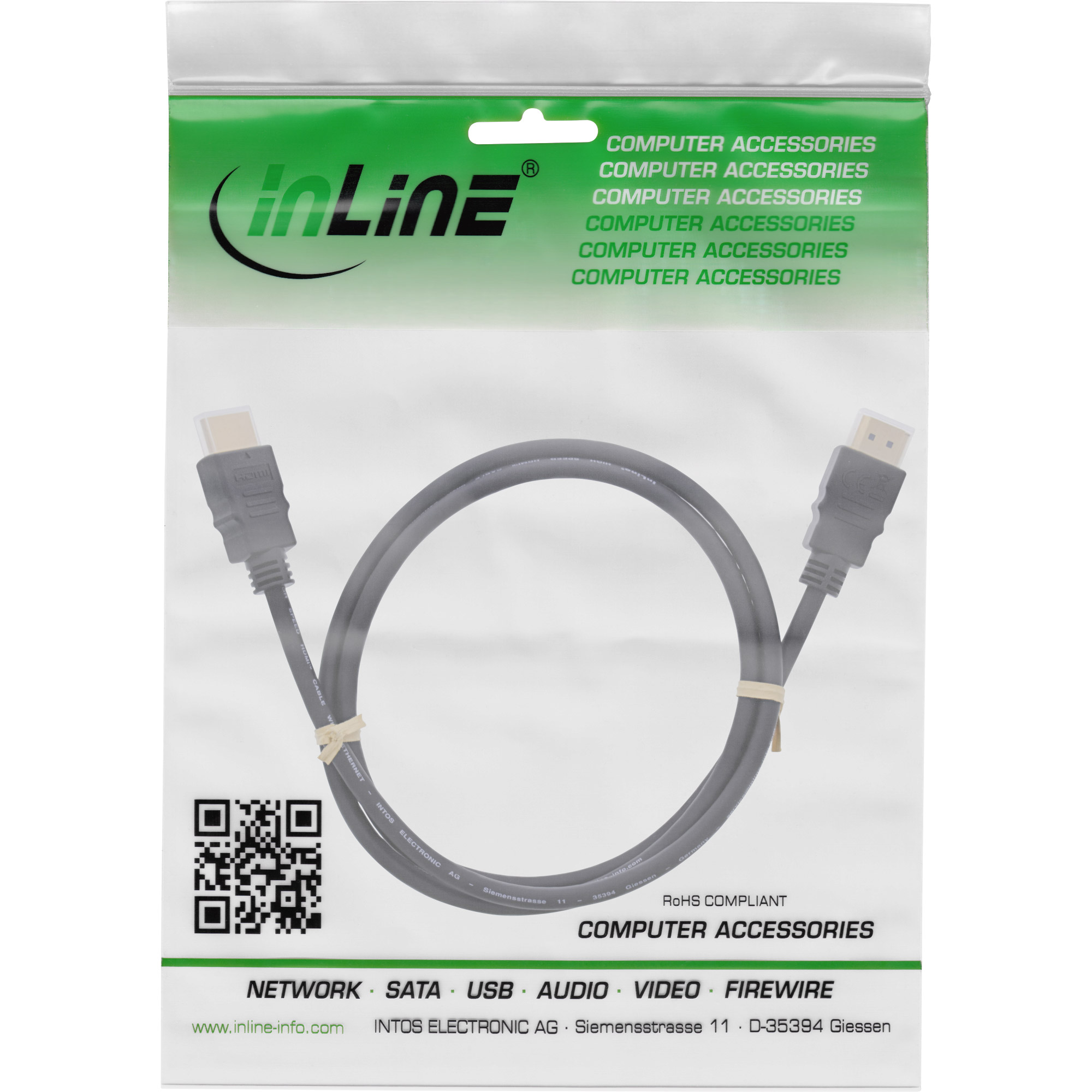 InLine® HDMI Kabel, HDMI-High Speed mit Ethernet, St/St, schwarz, 7,5m InLine® HDMI Kabel, HDMI-High Speed mit Ethernet, St/St, schwarz, 7,5m